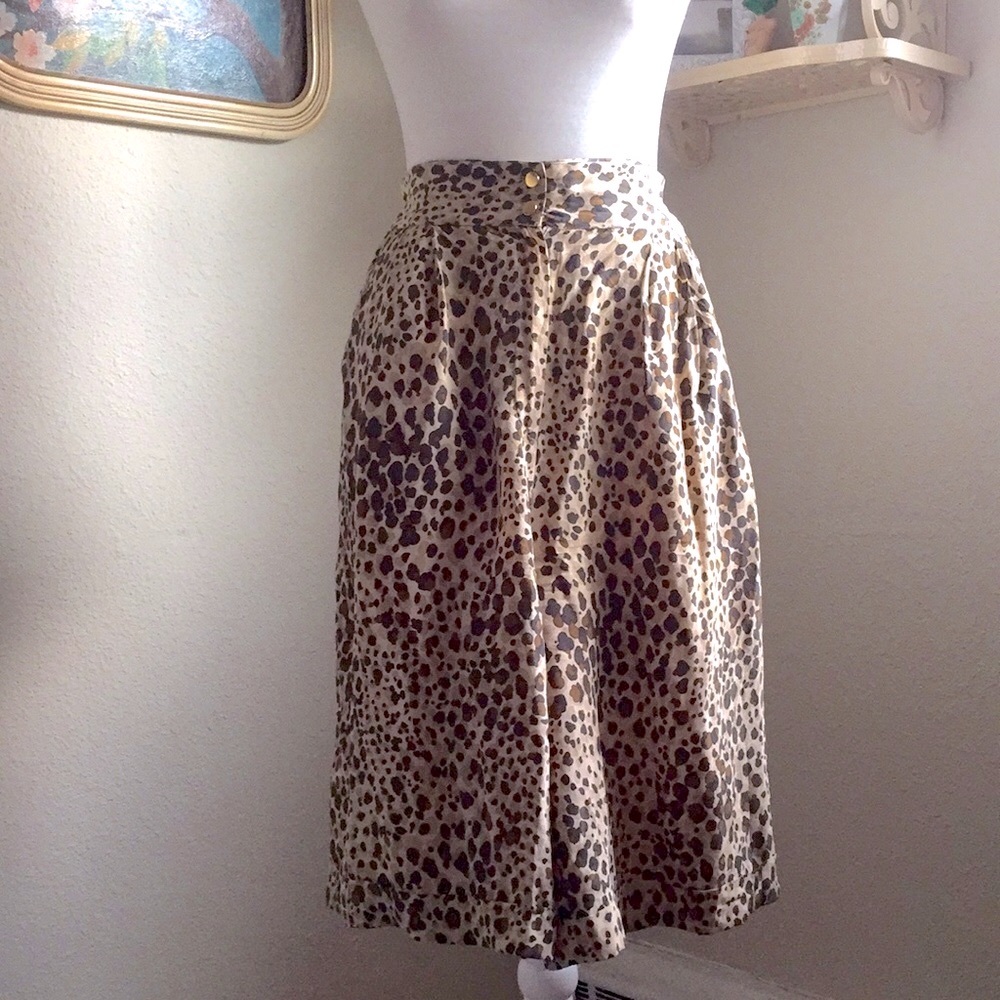 Vintage Silk Leopard Print Culottes